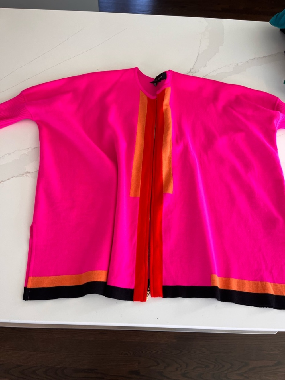 ST JOHNS pink orange black trim cardigan size P oversized - she is stunning!